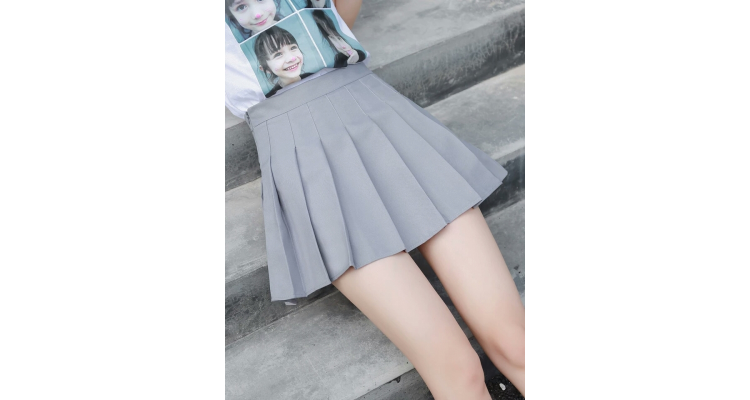 新款百褶裙ulzzang软妹短裙女夏高腰A字裙学生防走光格子半身