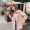 芥末绿衬衫女格子韩版宽松学生防晒衣外套夏抹茶绿chic果绿色上衣
