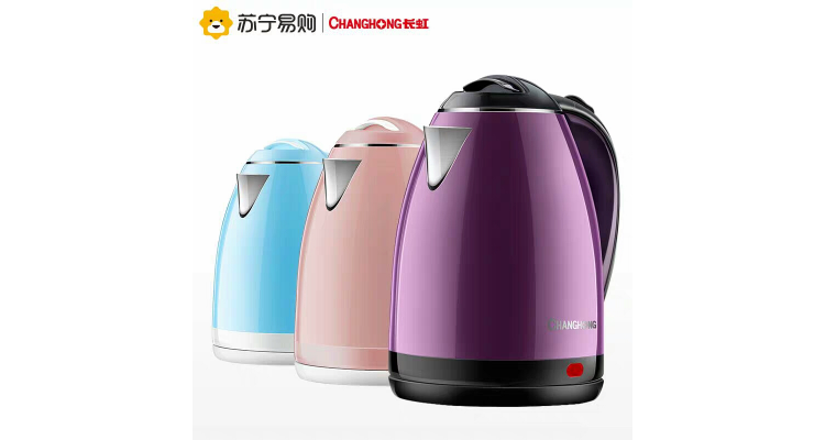 长虹电热水壶家用开水壶自动断电双层防烫水壶不锈钢宿舍烧水壶