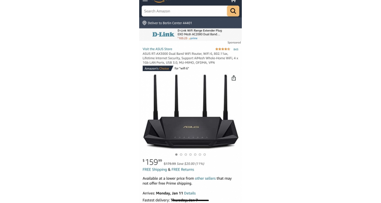 ASUS RT-AX3000 WiFi6 特价