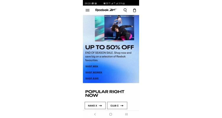 英国Reebok End Season Sale 折扣低至五折