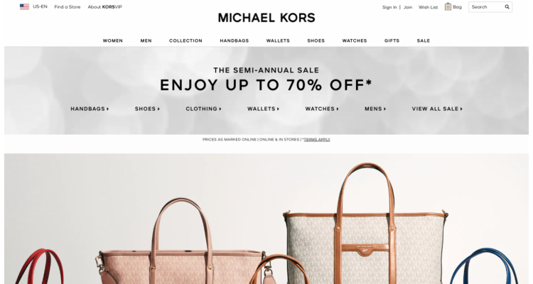 Michael Kors 美国官网低至3折