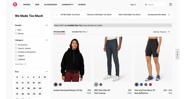 Lululemon美国官网低至5折