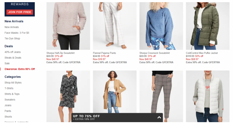 Gap Factory 现有 清仓区大促，低至2.5折+额外5折