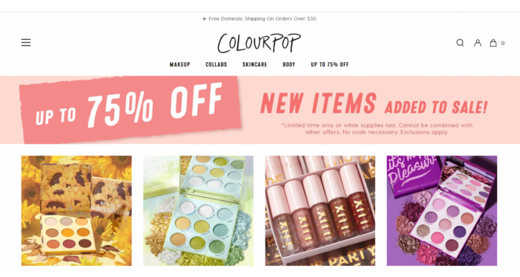 Colourpop 现有 精选彩妆低至2.5折热卖