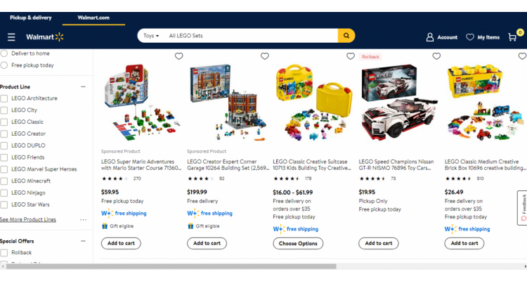 Walmart 现有 乐高套装低至6折 5.6折热卖