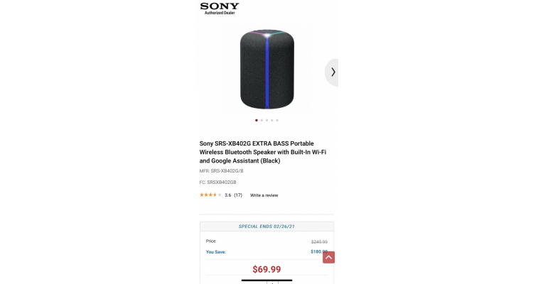 Sony SRS-XB402G无线音箱特价