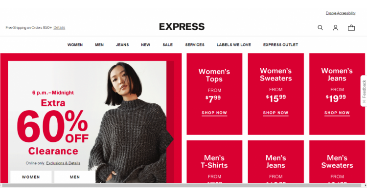 Express 折扣区美衣低至3折+额外4折