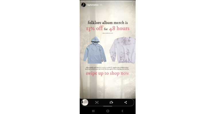 Taylor Swift官方周边限时13% off