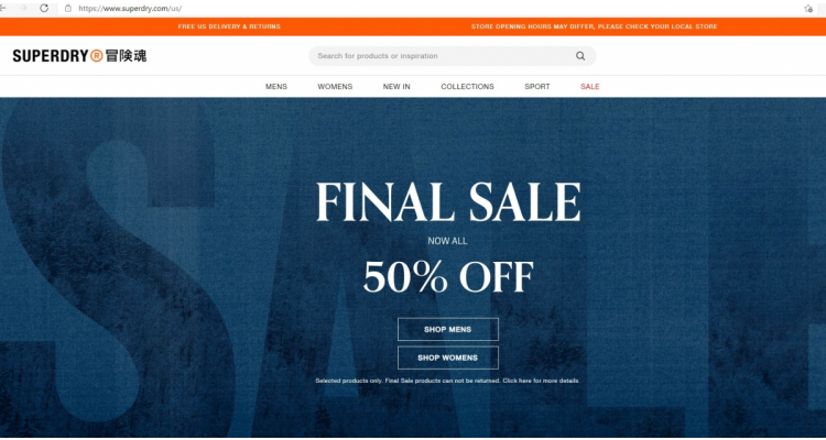 Superdry美国官网Sale区全部半价