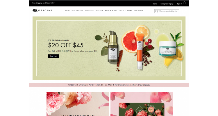 Origins $45立减$20