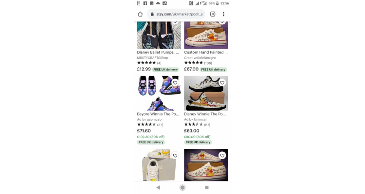 小熊维尼或其他卡通的成人鞋
