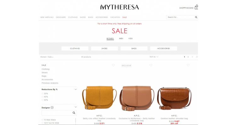 名牌网 Mytheresa 低至5折减价优惠
