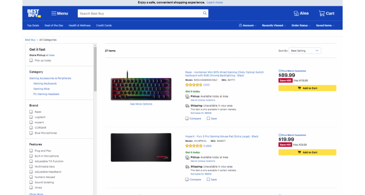 Razer, Logitech 特卖 键盘 鼠标 耳机低至5折