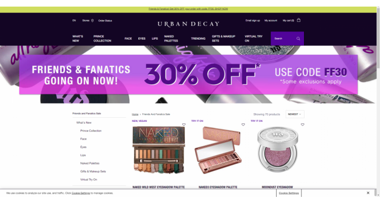 Urban Decay 彩妆享无门槛7折
