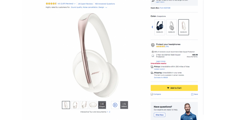 Bose 耳机$229.99(原价$379)