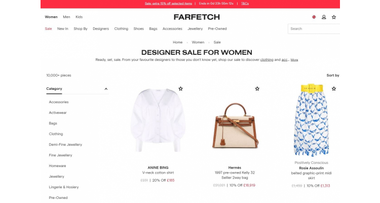 英国名牌网FARFETCH 年中折扣SALE