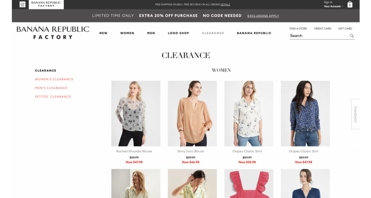 Banana Republic Factory官网折扣
