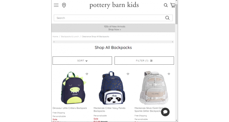 Pottery Barn Kids 儿童双肩书包清仓