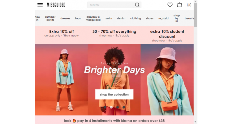 Missguided US 夏季大促 低至3折+额外9折