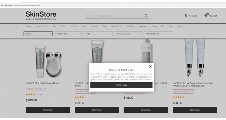 Skinstore美国官网NuFace全线八折