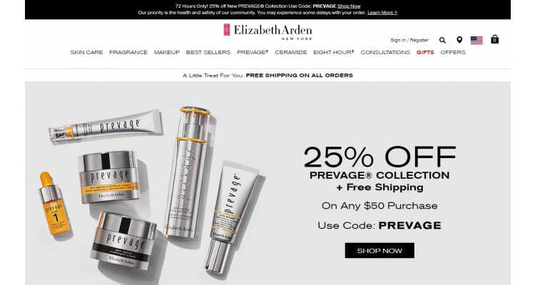 Elizabeth Arden美国官网Prevage系列七五折