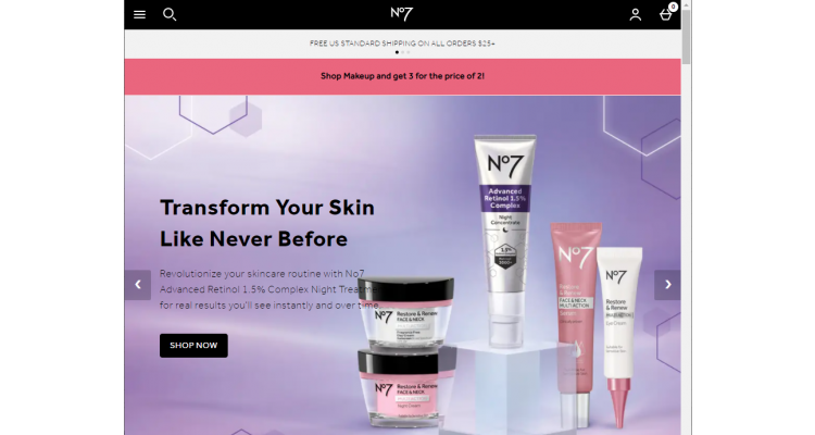 No7 Beauty 视黄醇精华无门槛7折热卖