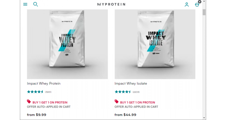 Myprotein 蛋白粉增肌减脂运动补剂等 低至3折+额外6折