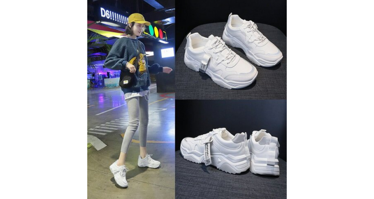 韩版运动鞋女2021春季新款学生老爹鞋女ins街拍增高小白鞋女