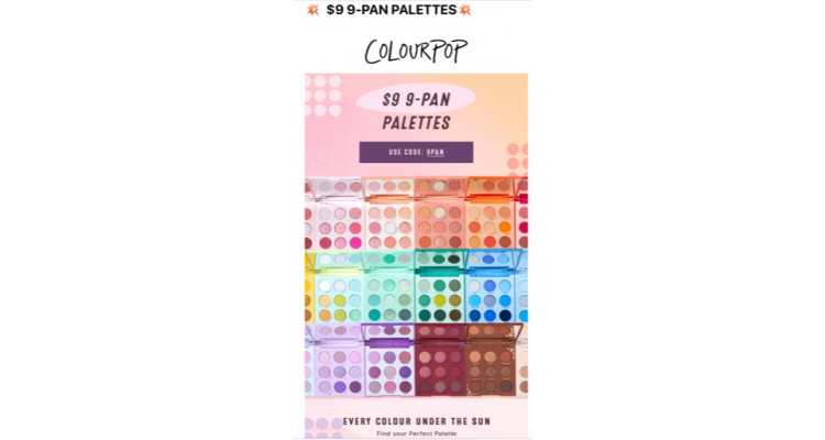 Colourpop 9色眼影盘特价 US$9