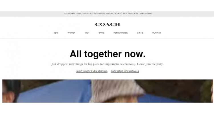 Coach英国官网满£400立减£100