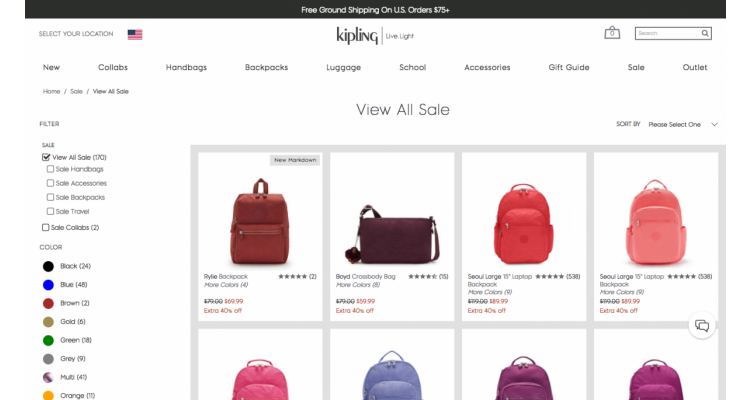 Kipling USA 额外6折
