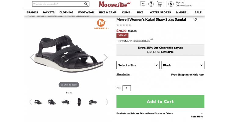 Merrell Kalari Shaw Stra凉鞋35%off
