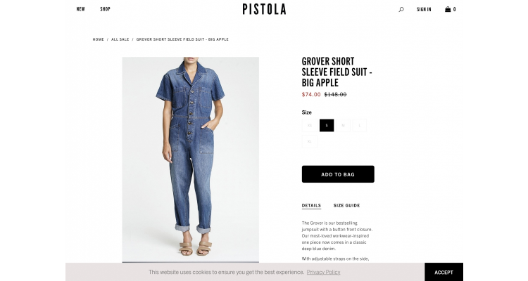 PISTOLA连身牛仔裤50%off