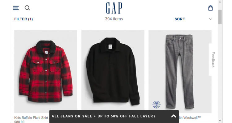 Gap 童装童鞋优惠 新款低至5折+额外9折