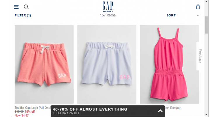 Gap Factory 儿童服饰低至3折+额外5折