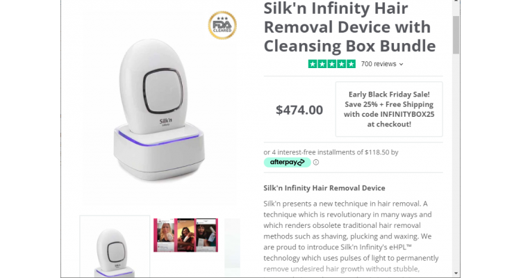 Silk'n Infinity 脱毛仪套组 4折