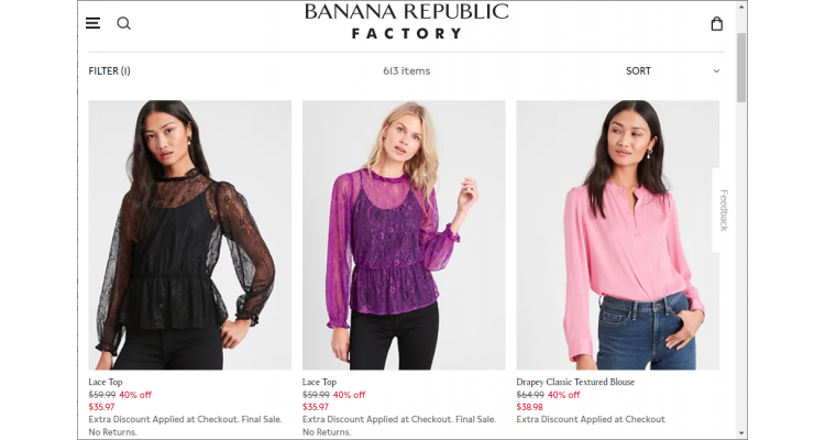 Banana Republic Factory 清仓区额外5折