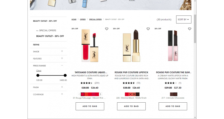 YSL Beauty 折扣区美妆产品无门槛7折