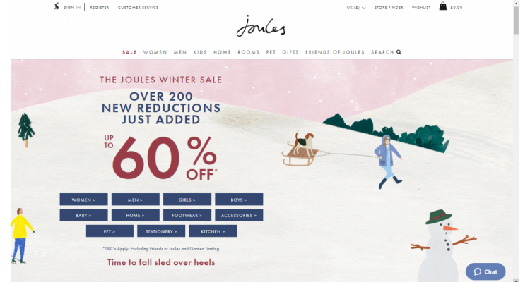 Joules 冬季减价 up to 60% off
