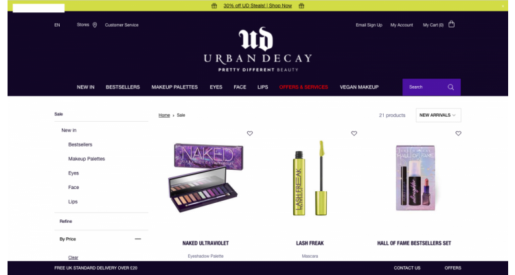 Urban Decay减价