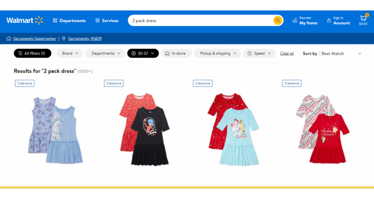 Walmart 多款女童连衣裙2件套热卖，低至$3.62