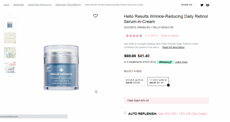 IT cosmetics 视黄醇面霜享6折热卖