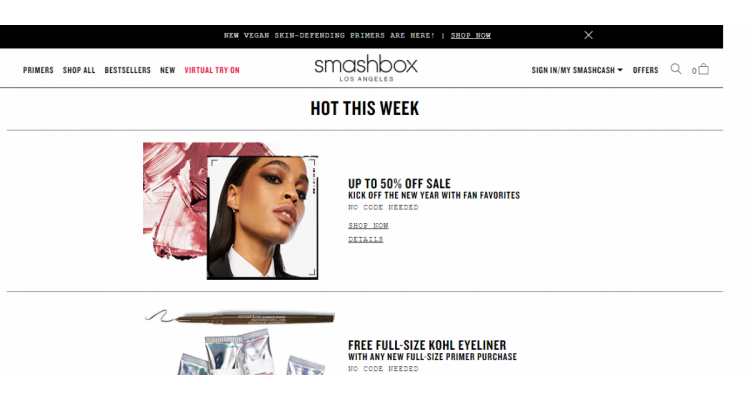 Smashbox Cosmetics 订单满$50送7件礼