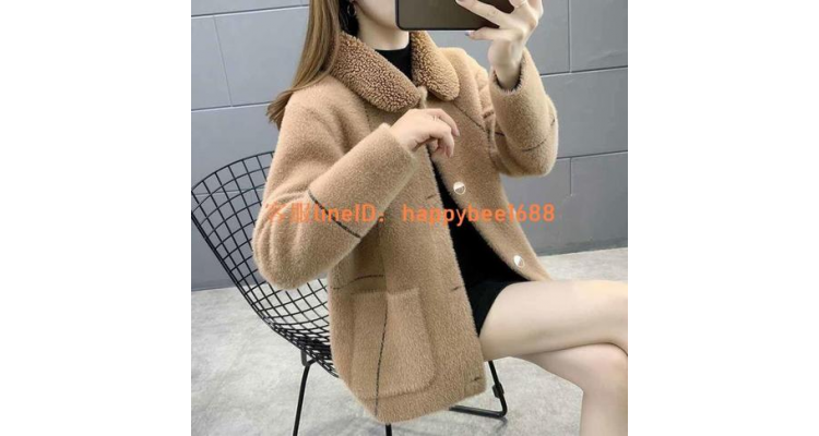 羊羔毛外套 妈妈装春秋仿水貂绒加厚外套女宽松