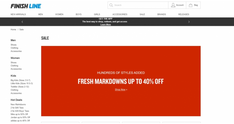 FinishLine 美国官网特价区六折