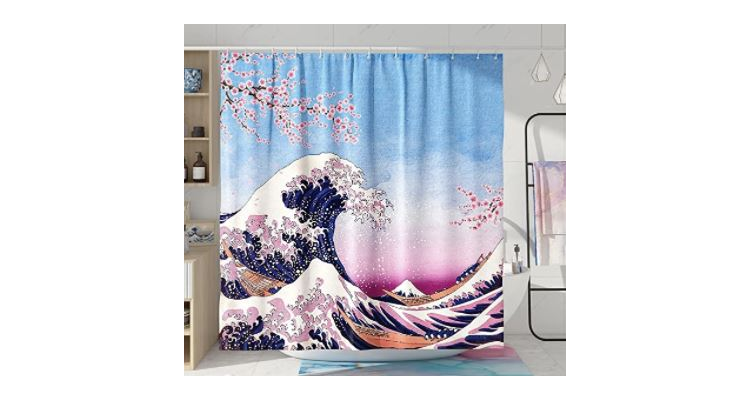 DESIHOM 浪花涤纶浴帘 72"x72"
