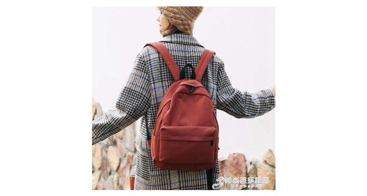 日版帆布双肩包女新款简约百搭校园学生背包古著感少女书包