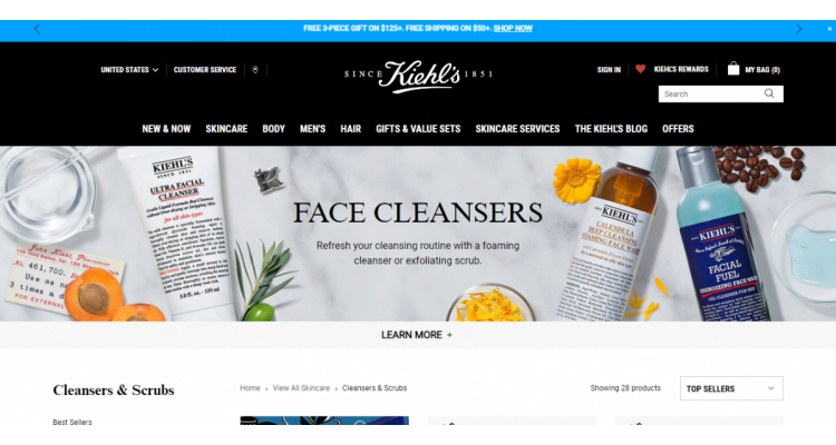 Kiehl's 清洁产品无门槛7.5折