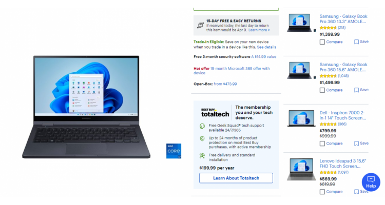 Samsung Galaxy Book $649.99